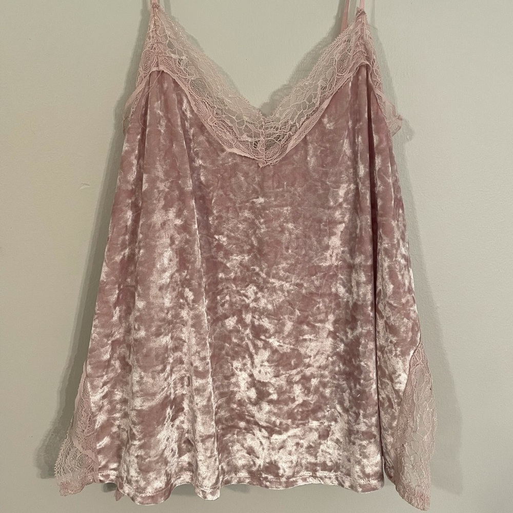 Pink velvet tank top